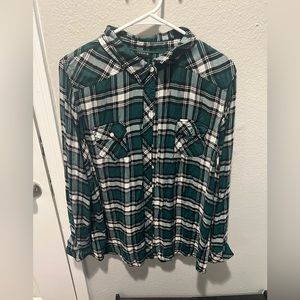 Torrid Soft Green Plaid Button-down
